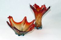 Vaas en schaal vijftiger jaren Murano glas